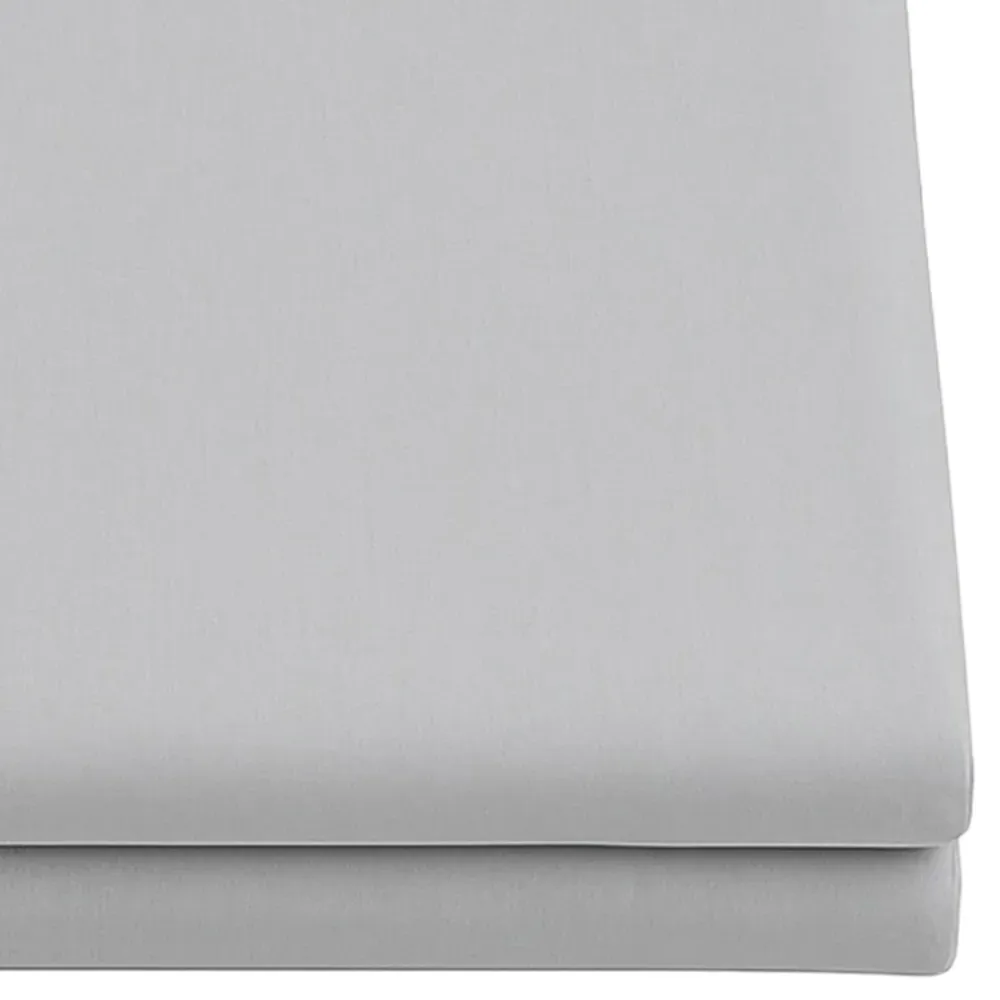 Percale Super King Size Flat Sheet - Grey, Cotton