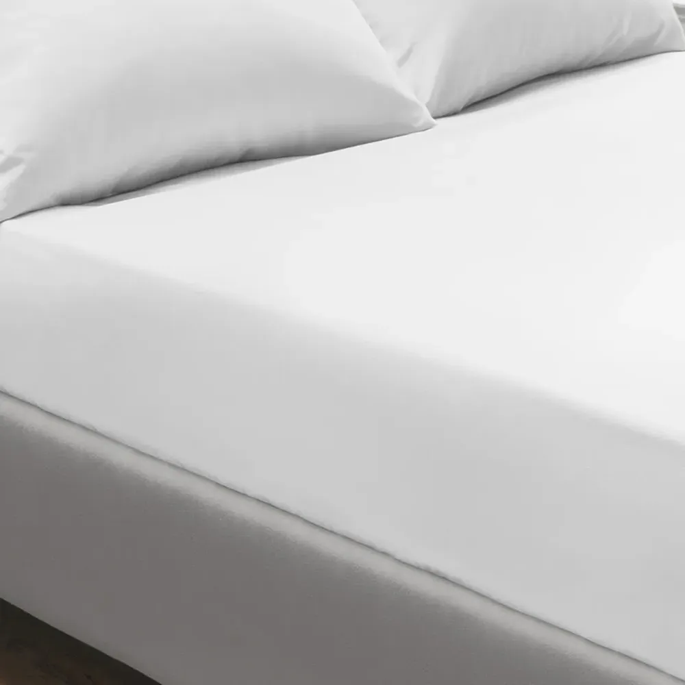 Small T200 Percale Fitted Sheet - White, Cotton
