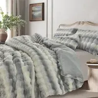 Super King Alpine Husky Duvet Set - Grey, Faux Fur