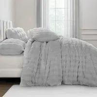 Super King Size Alpine Duvet Set - Silver, Faux Fur