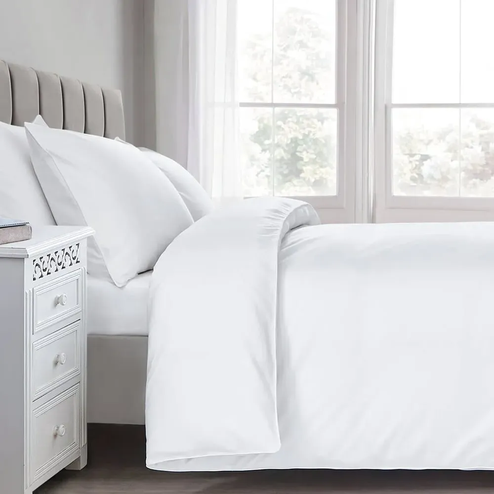 T200 Percale Super King Size Duvet Cover - White, Cotton