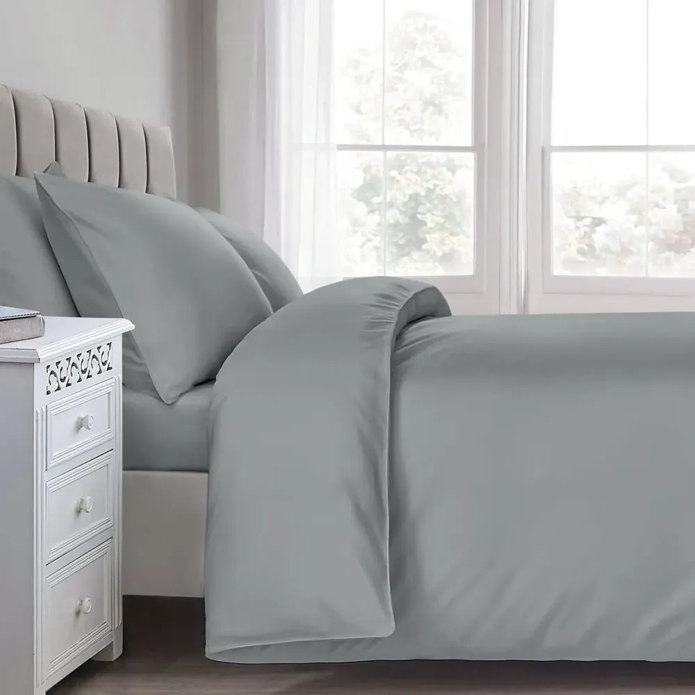 T200 Single Duvet Cover - Grey, Cotton Percale image