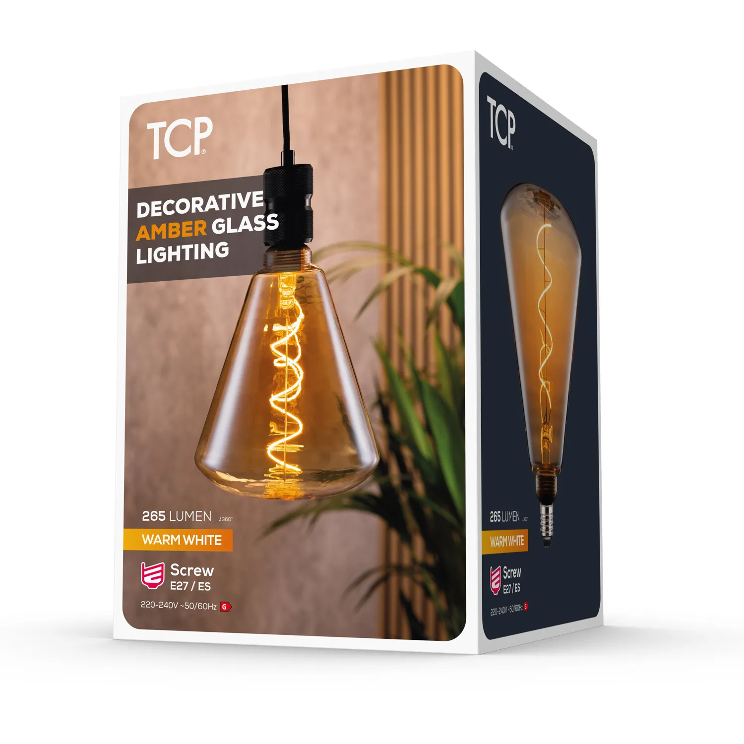 4W Filament S174 265L E27 Bulb - Warm White, Amber Glass