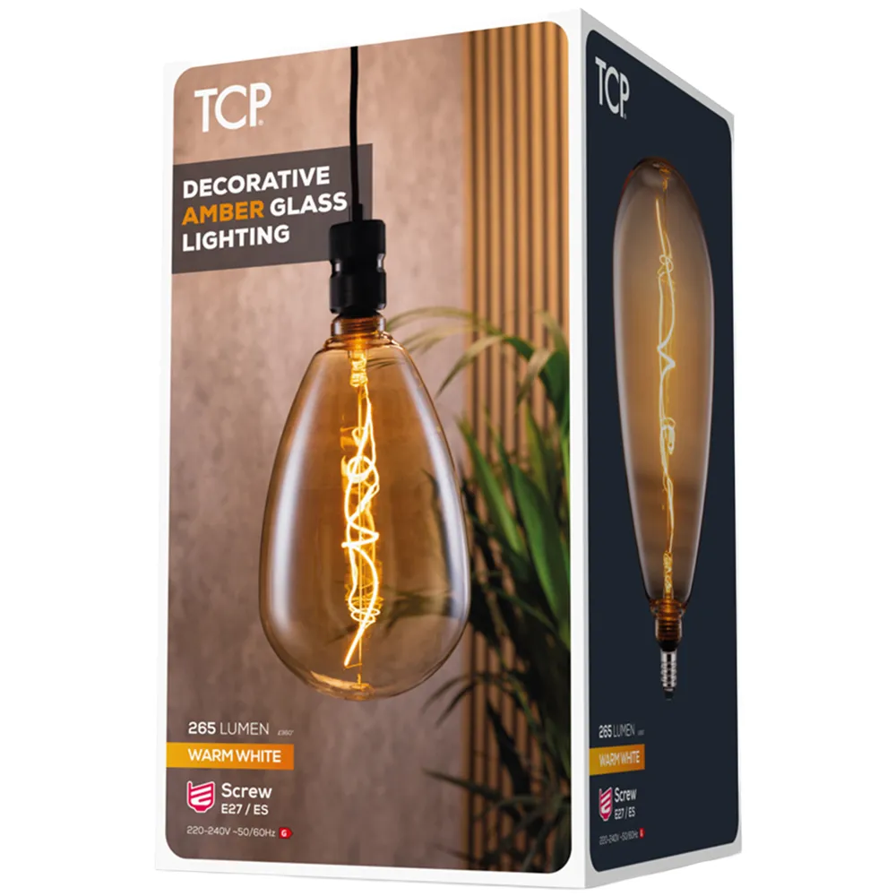 Amber E27 Twist Filament Bulb - Yellow