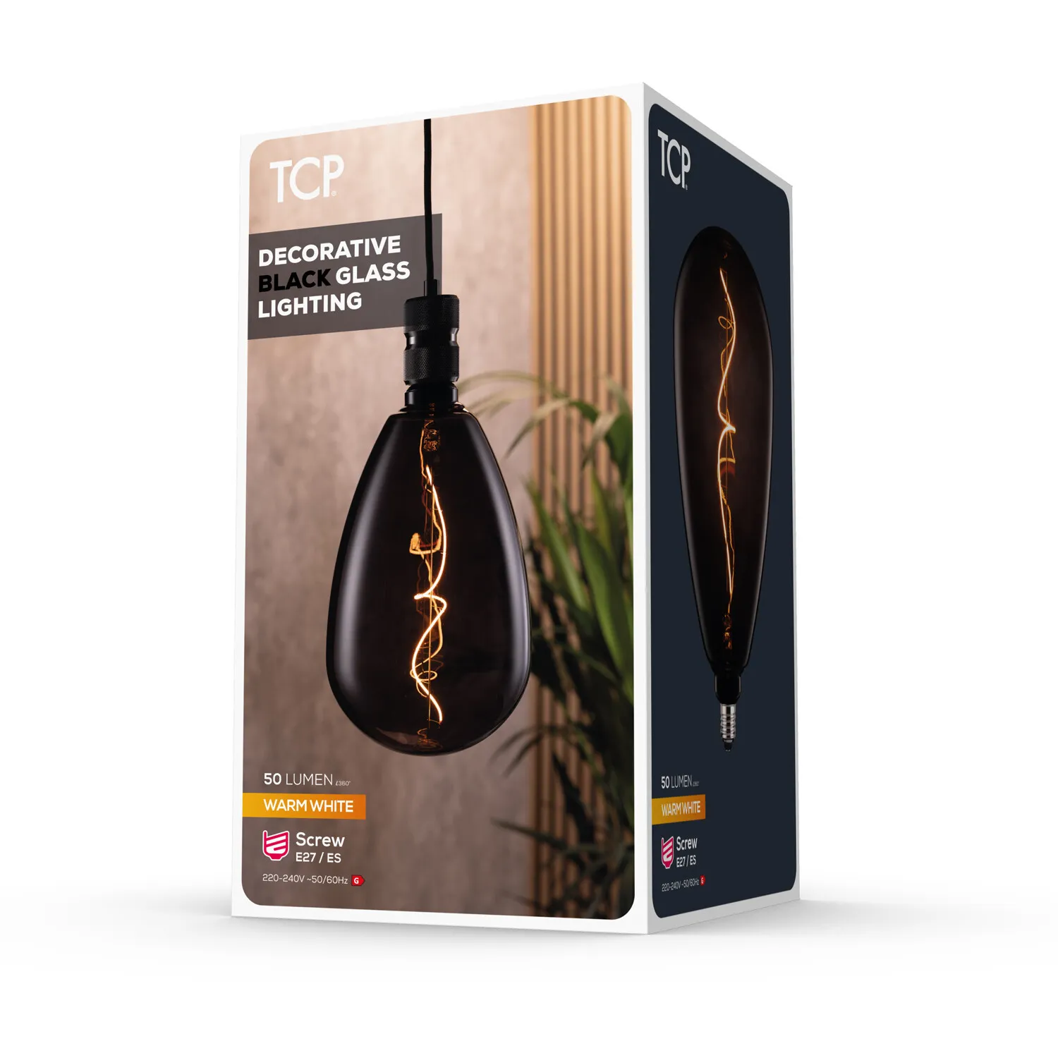 Decorative Filament E27 Bulb 50L - Warm White, Black