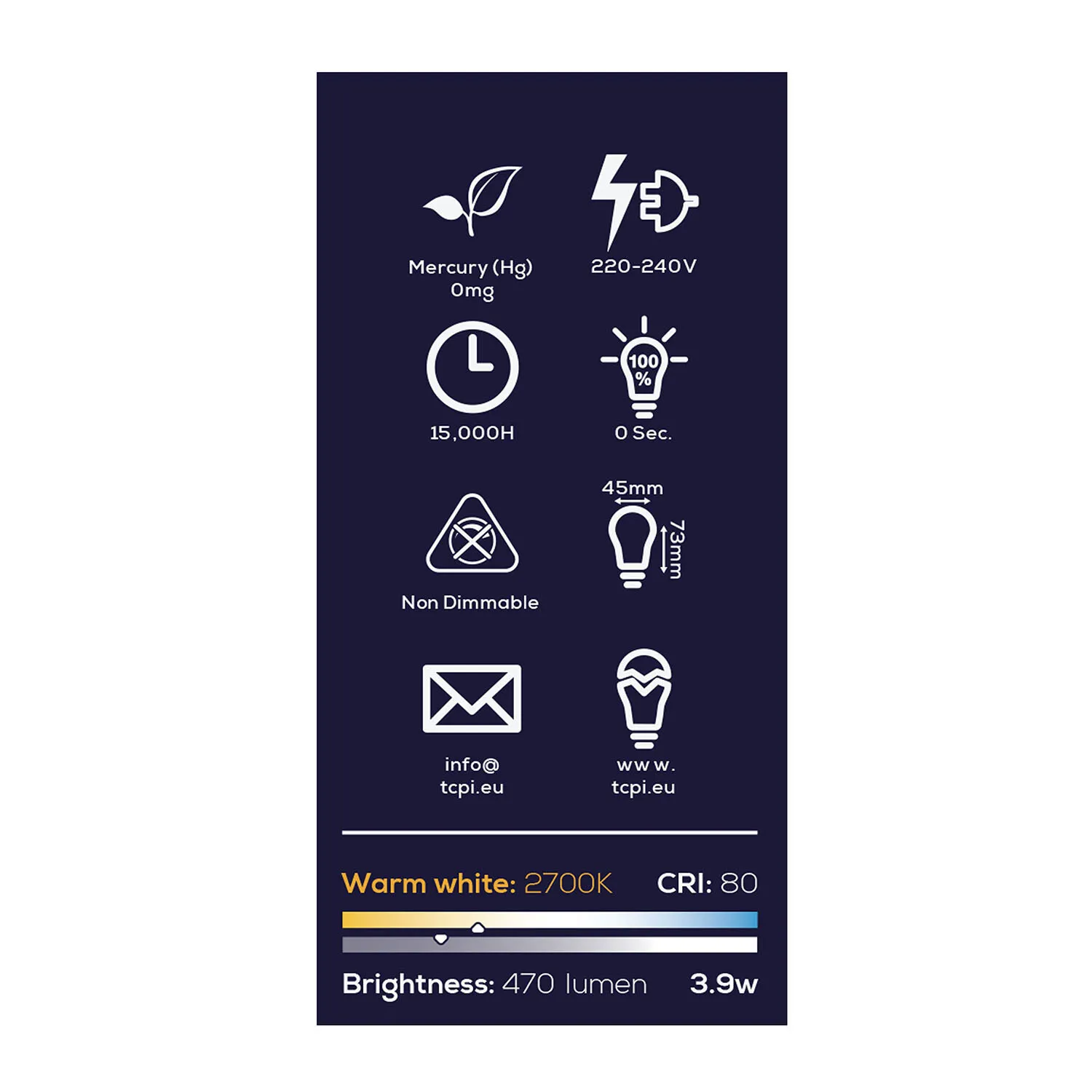 FIL Miniglobe 470L E27 Light Bulb - Warm White