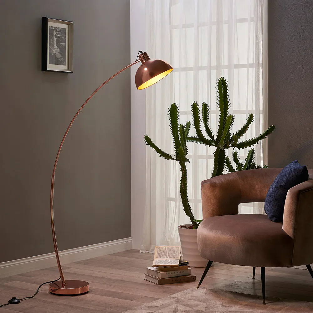 Arco Arched Floor Lamp - Red, Rose Gold