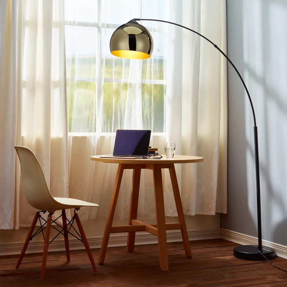 Arquer Arc Floor Lamp - Black, Marble