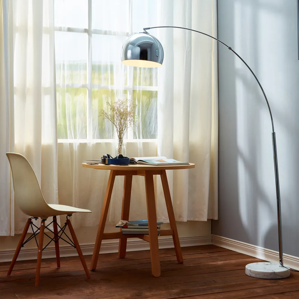 Arquer Arc Floor Lamp - Chrome, Marble
