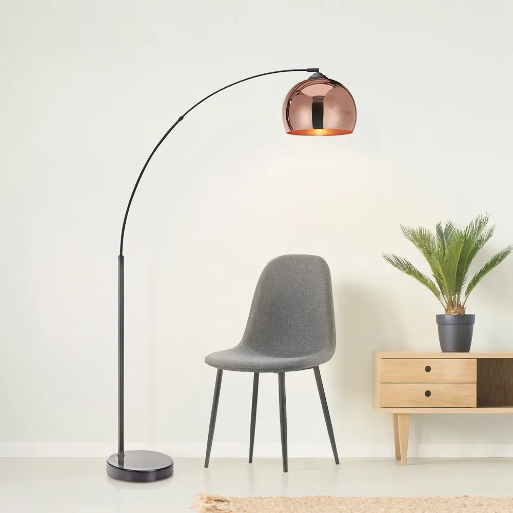 Arquer Arc Floor Lamp - Rose Gold, Marble