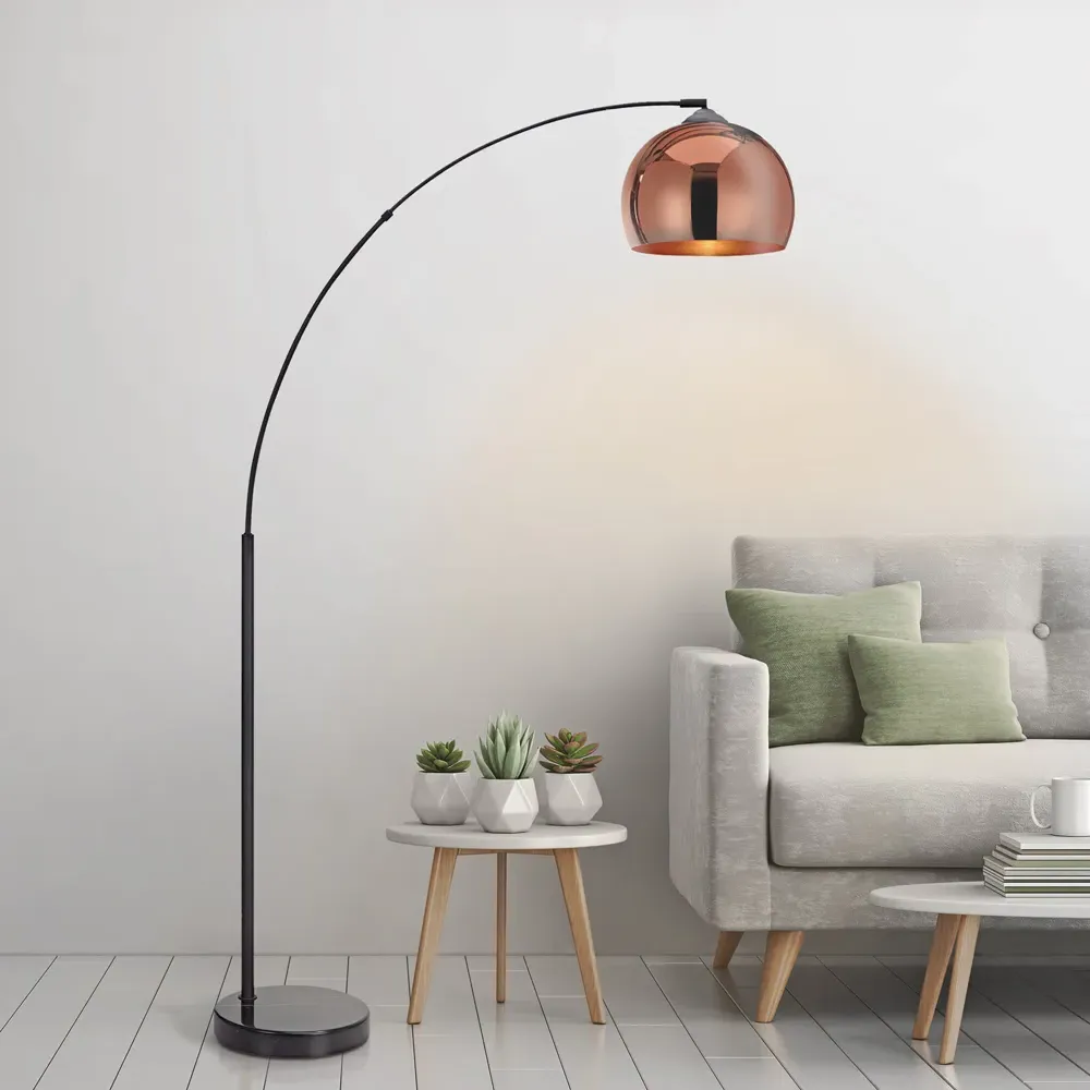 Arquer Arc Floor Lamp - Rose Gold, Marble