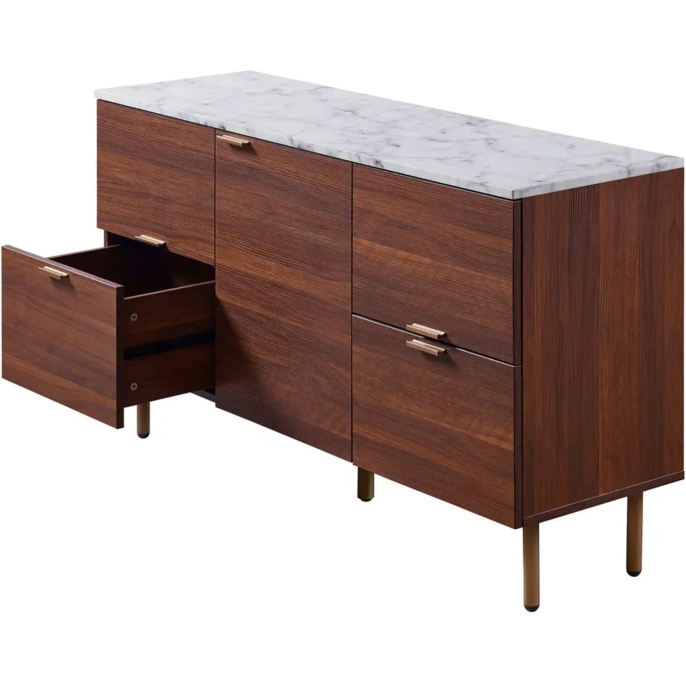Ashton Single Door 4 Drawer Sideboard - Walnut