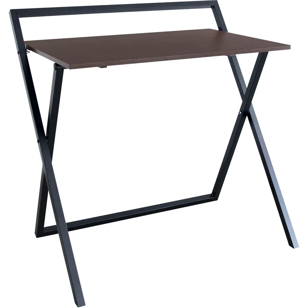 Foldable Computer Desk with Metal Base - Natural, Black