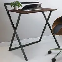 Foldable Computer Desk with Metal Base - Natural, Black