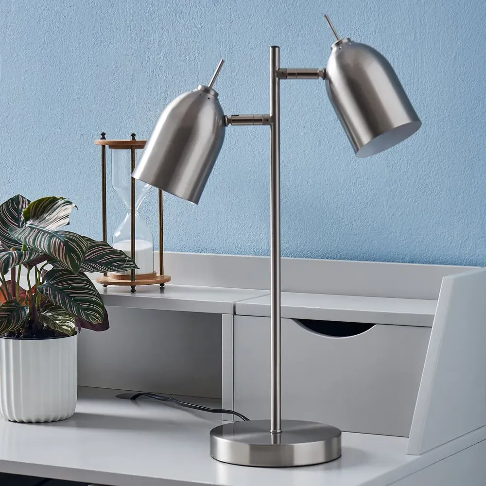 Mason 2 Light Table Lamp - Brown, Brushed Nickel