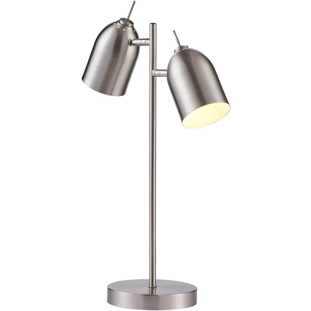 Mason 2 Light Table Lamp - Brown, Brushed Nickel