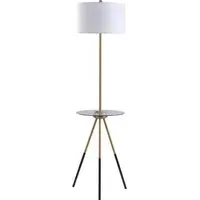 Myra Tripod Floor Lamp with USB Port and Glass Table - White