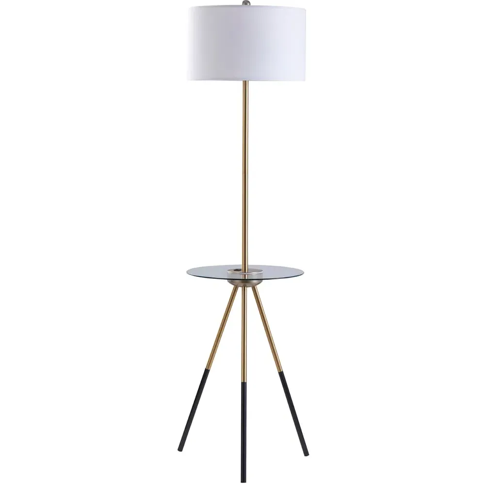 Myra Tripod Floor Lamp with USB Port and Glass Table - White image