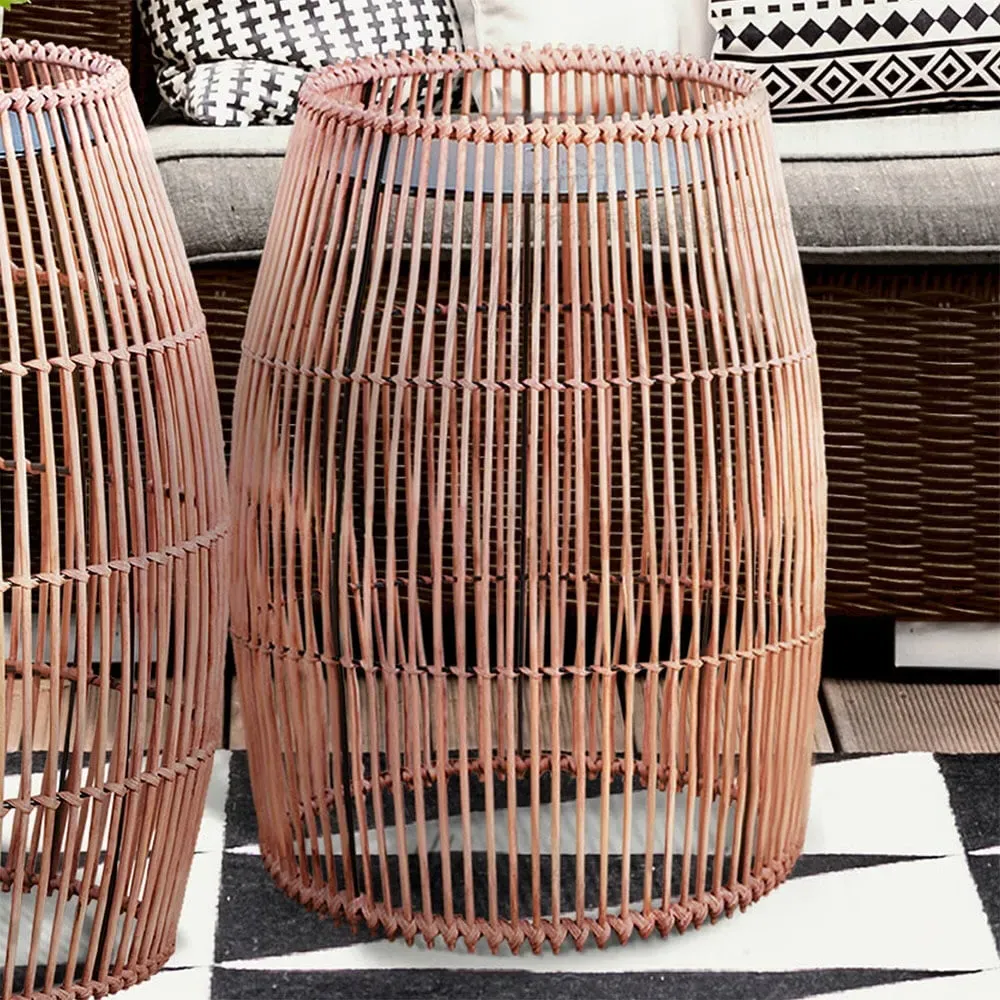 Patio Cylinder Small Side Table - Brown, Bamboo image