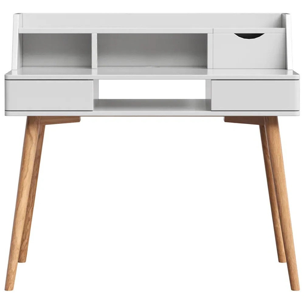 Single Door 2 Drawer 4 Shelf Desk with Hutch - White, Wood