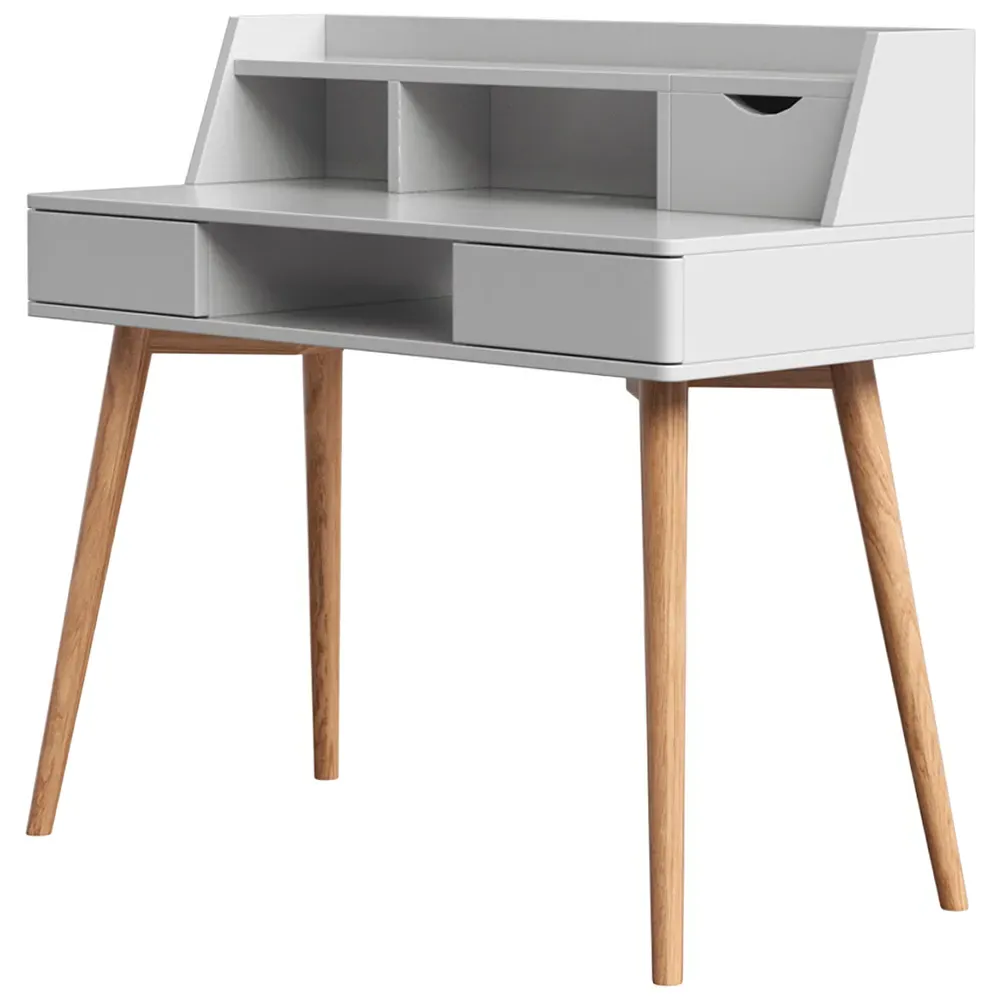 Single Door 2 Drawer 4 Shelf Desk with Hutch - White, Wood