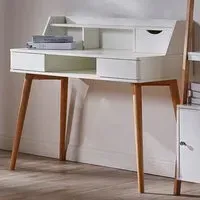 Single Door 2 Drawer 4 Shelf Desk with Hutch - White, Wood