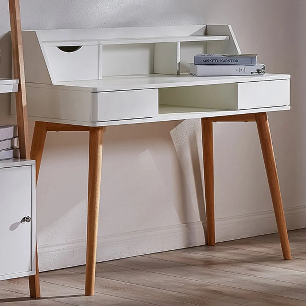 Single Door 2 Drawer 4 Shelf Desk with Hutch - White, Wood image