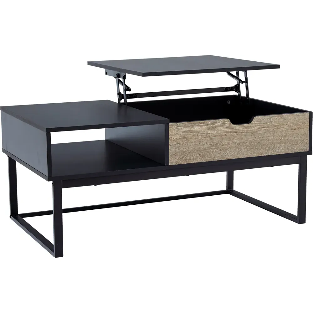 Single Drawer Lift Top Coffee Table with Storage - Black