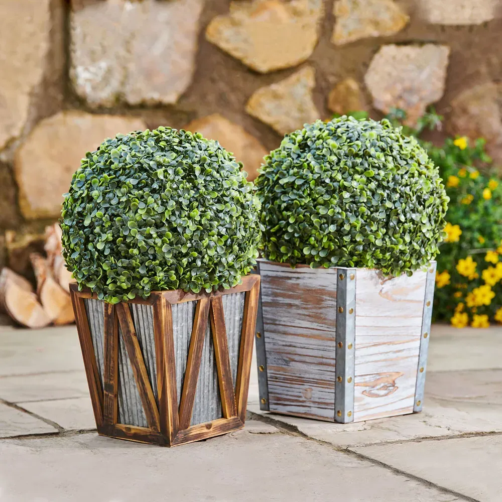 Solar Powered Pre-Lit Artificial Topiary - Silver
