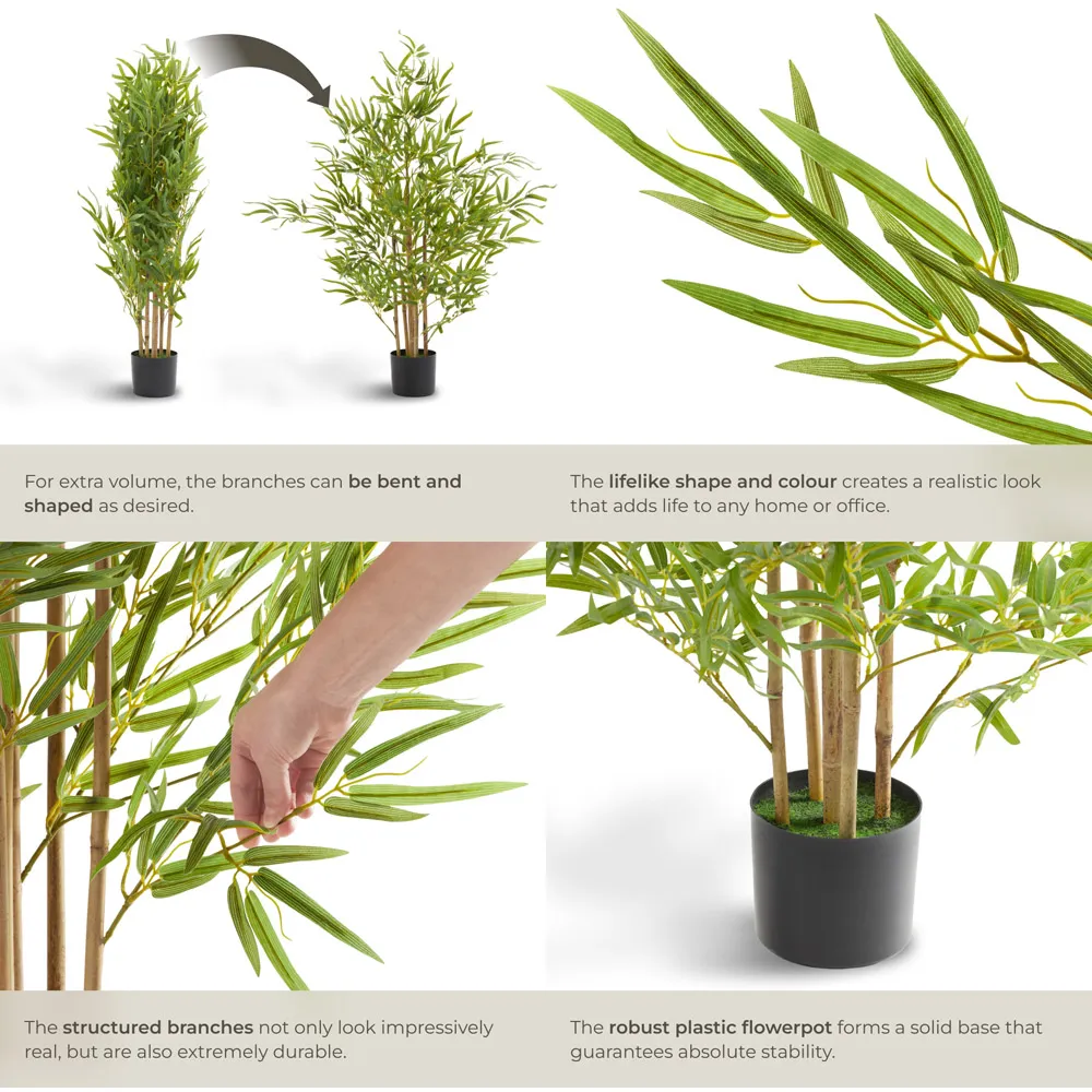 120cm Artificial Bamboo Plant in Pot - Green