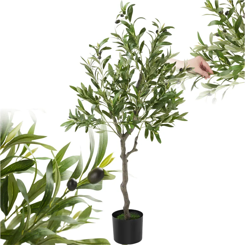 120cm Artificial Olive Tree in Pot - Green