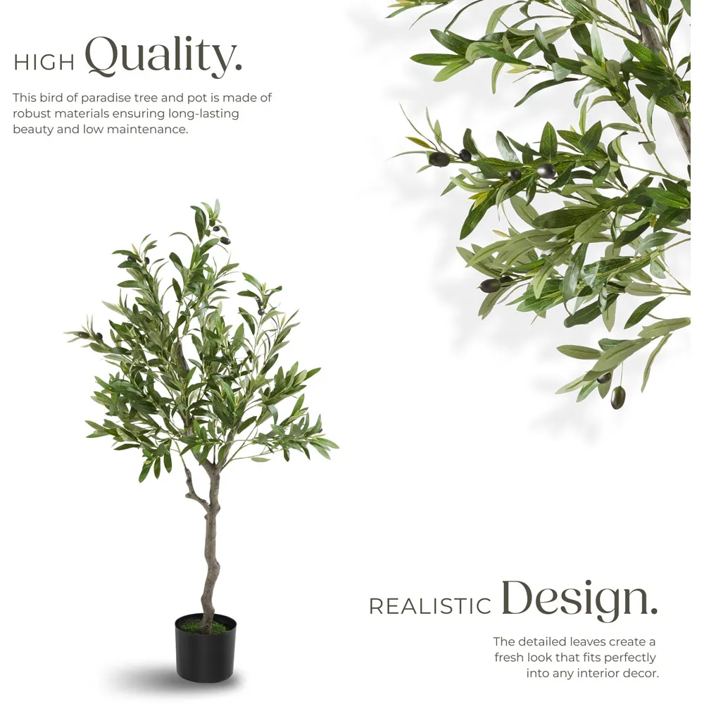 120cm Artificial Olive Tree in Pot - Green