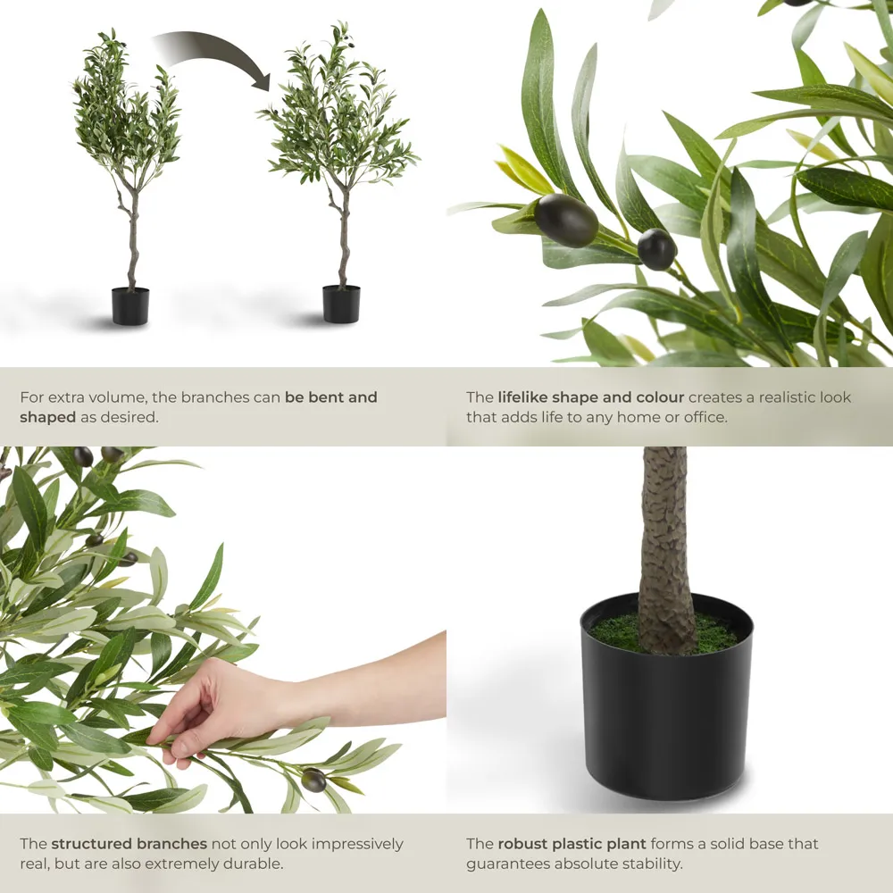 120cm Artificial Olive Tree in Pot - Green