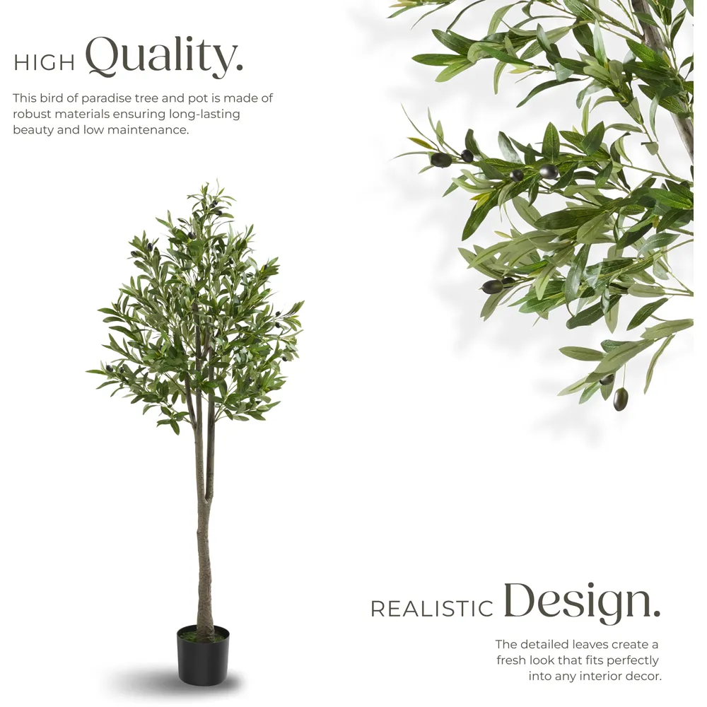 150cm Artificial Olive Tree in Pot - Green