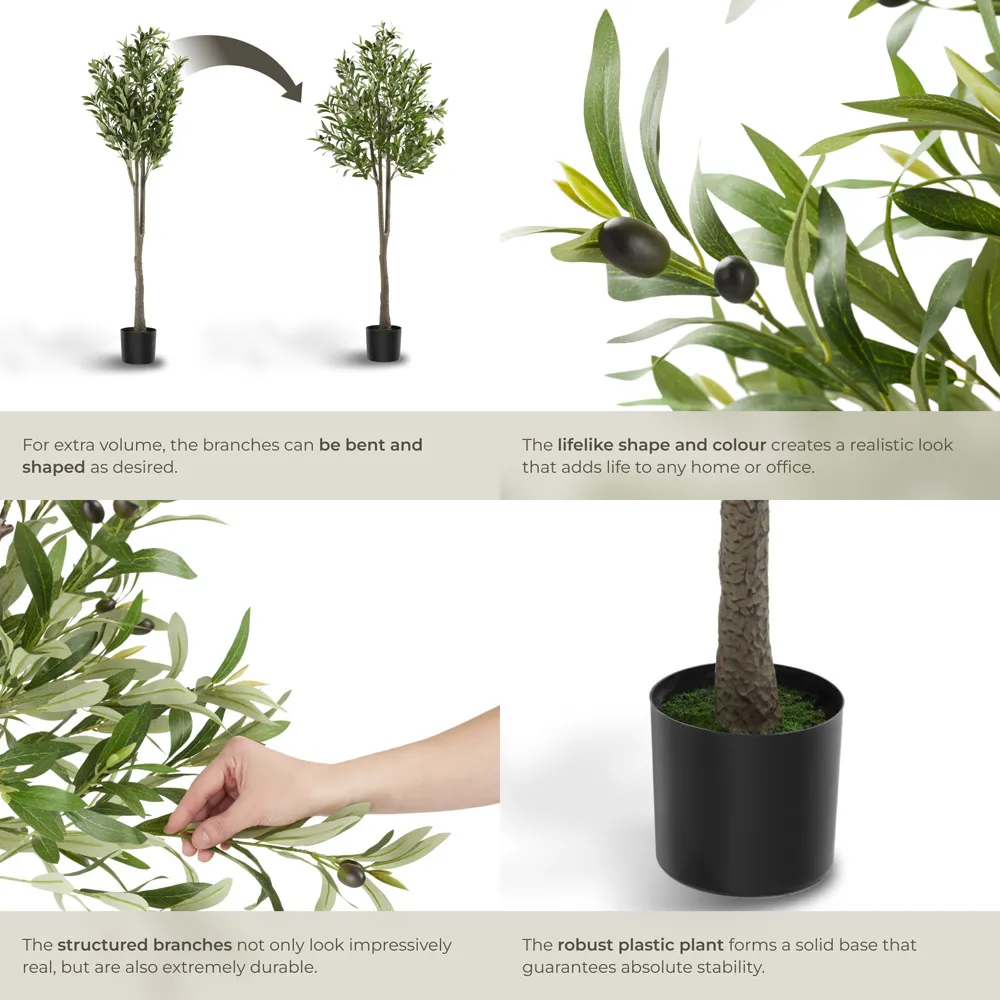 150cm Artificial Olive Tree in Pot - Green