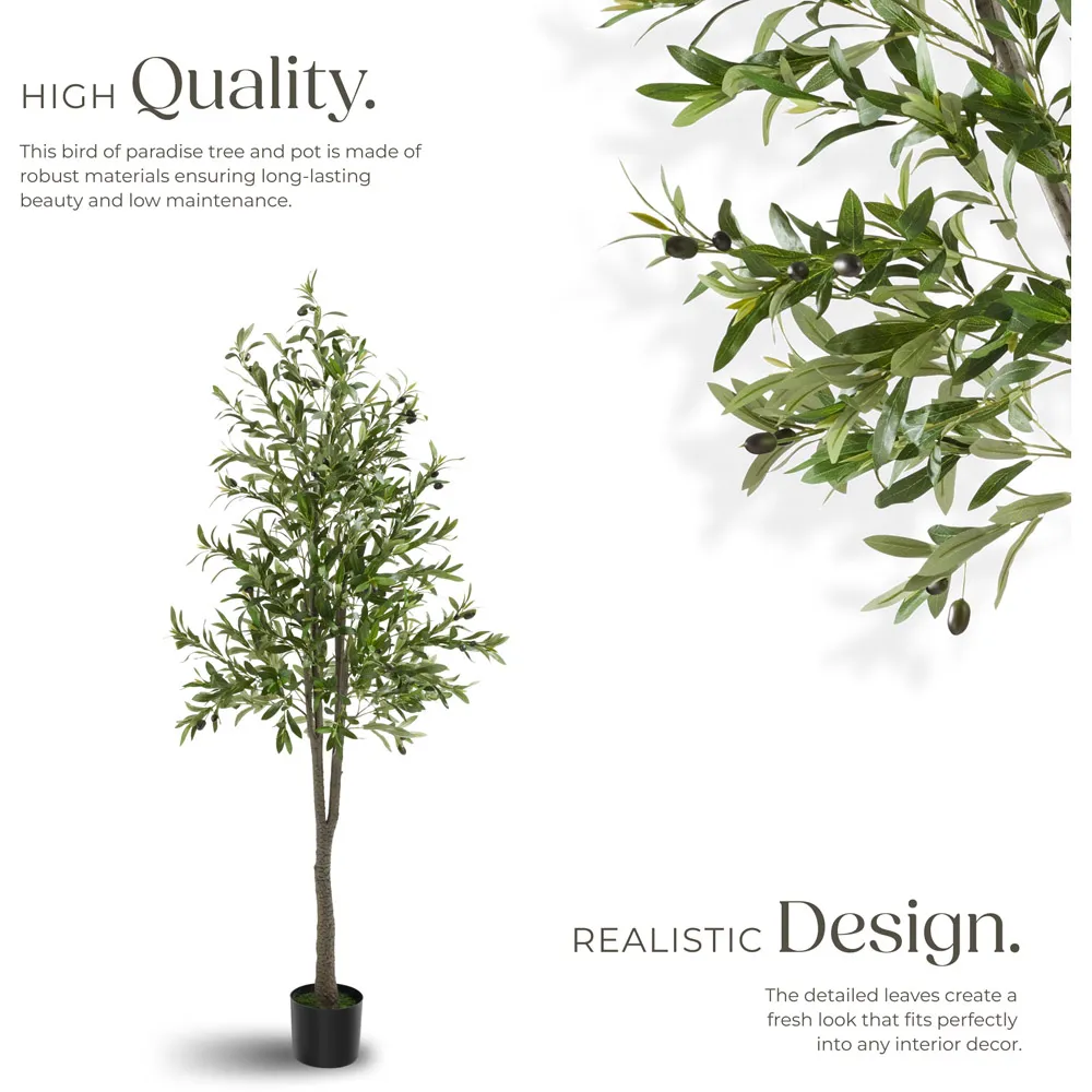 180cm Artificial Olive Tree in Pot - Green