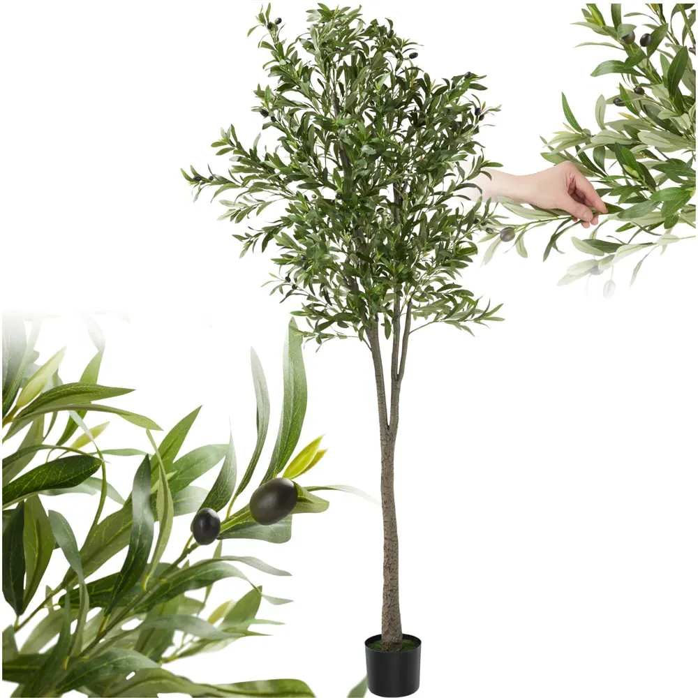 210cm Artificial Olive Tree in Pot - Green