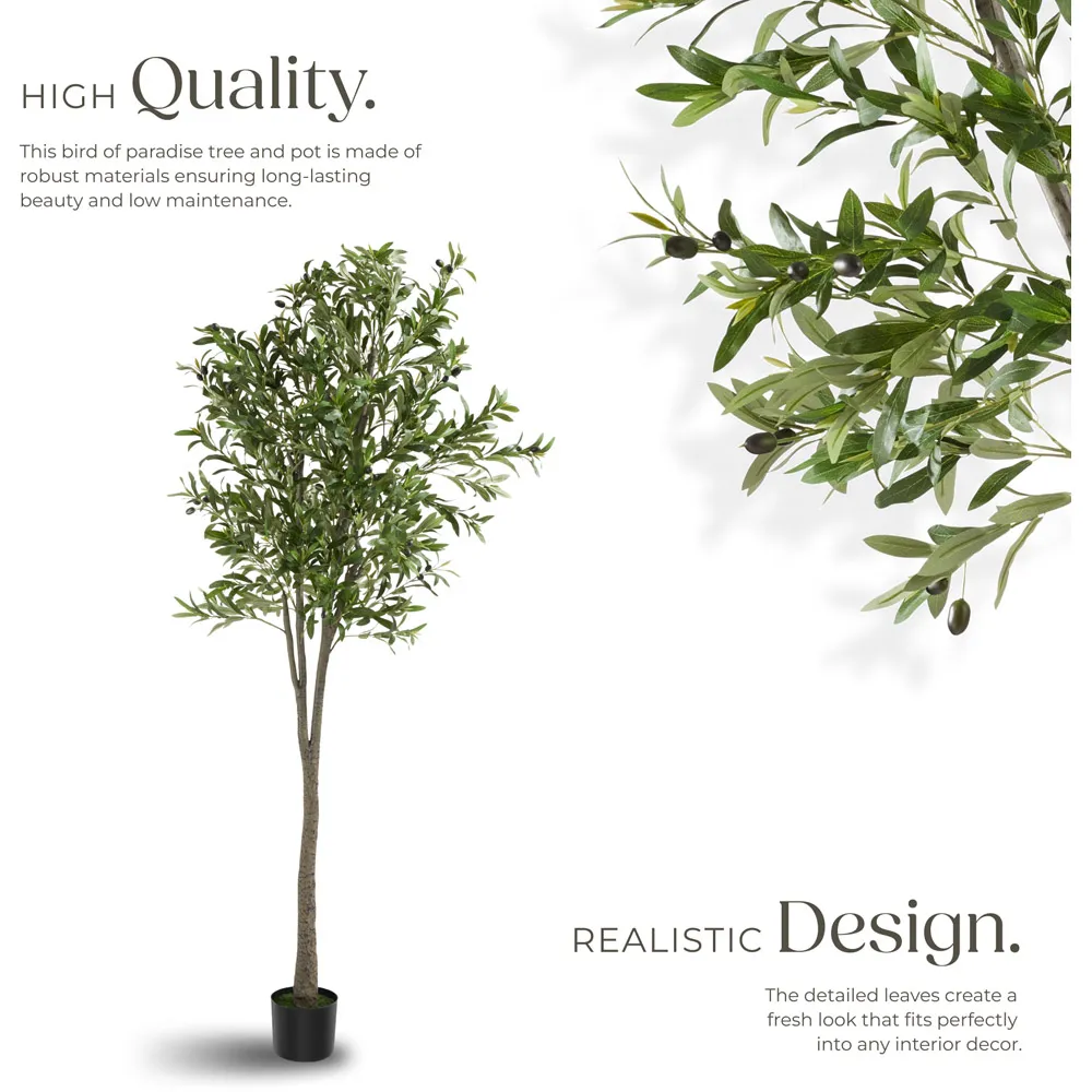 210cm Artificial Olive Tree in Pot - Green