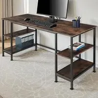 4 Shelf Industrial Desk - Brown, Wood