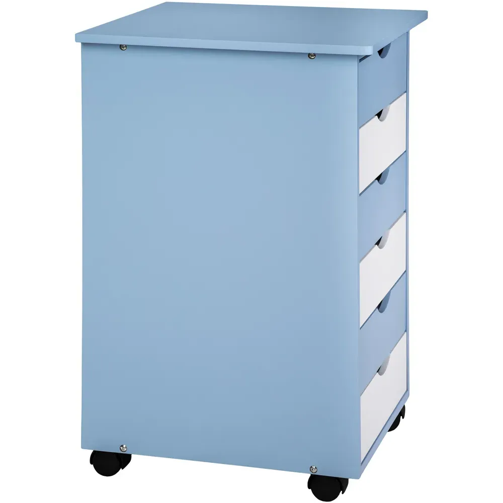 6 Drawer Chest of Drawers with Wheels - Blue, Wood