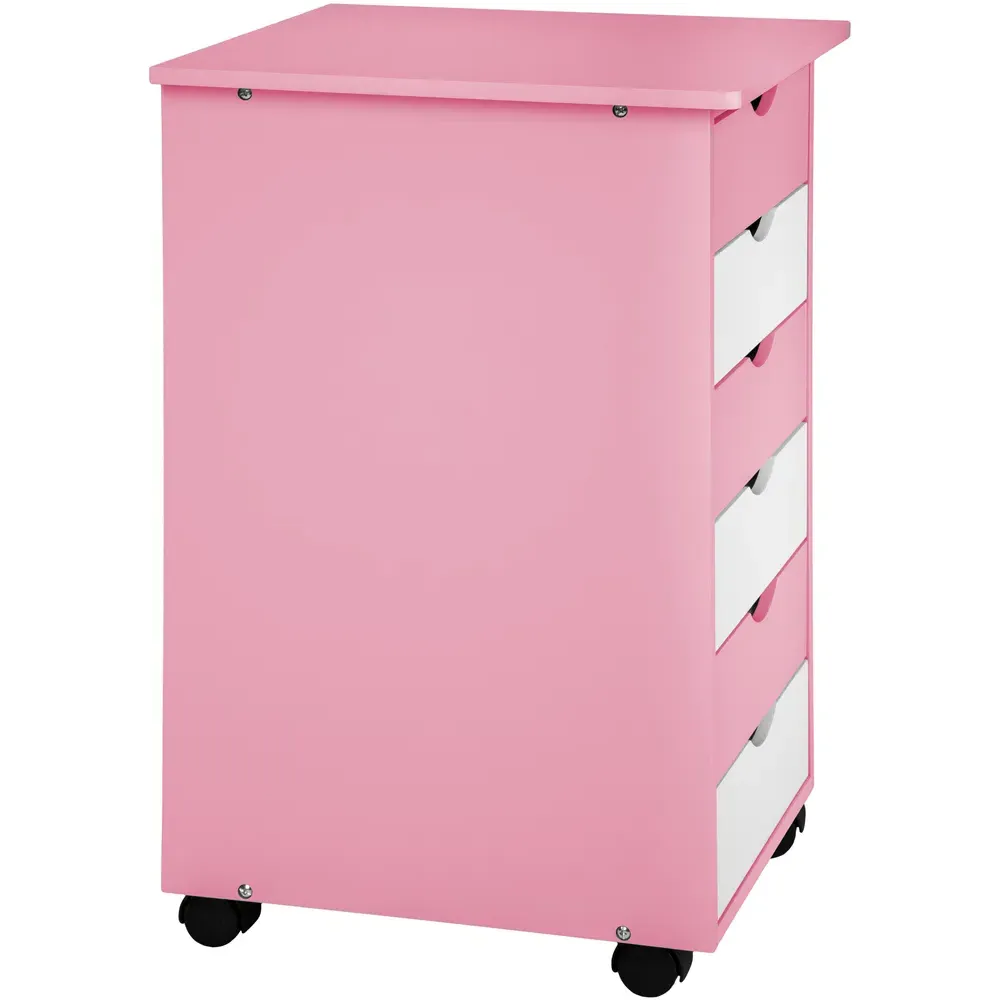 6 Drawer Chest of Drawers with Wheels - Pink, Wood