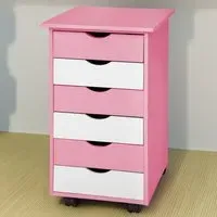 6 Drawer Chest of Drawers with Wheels - Pink, Wood