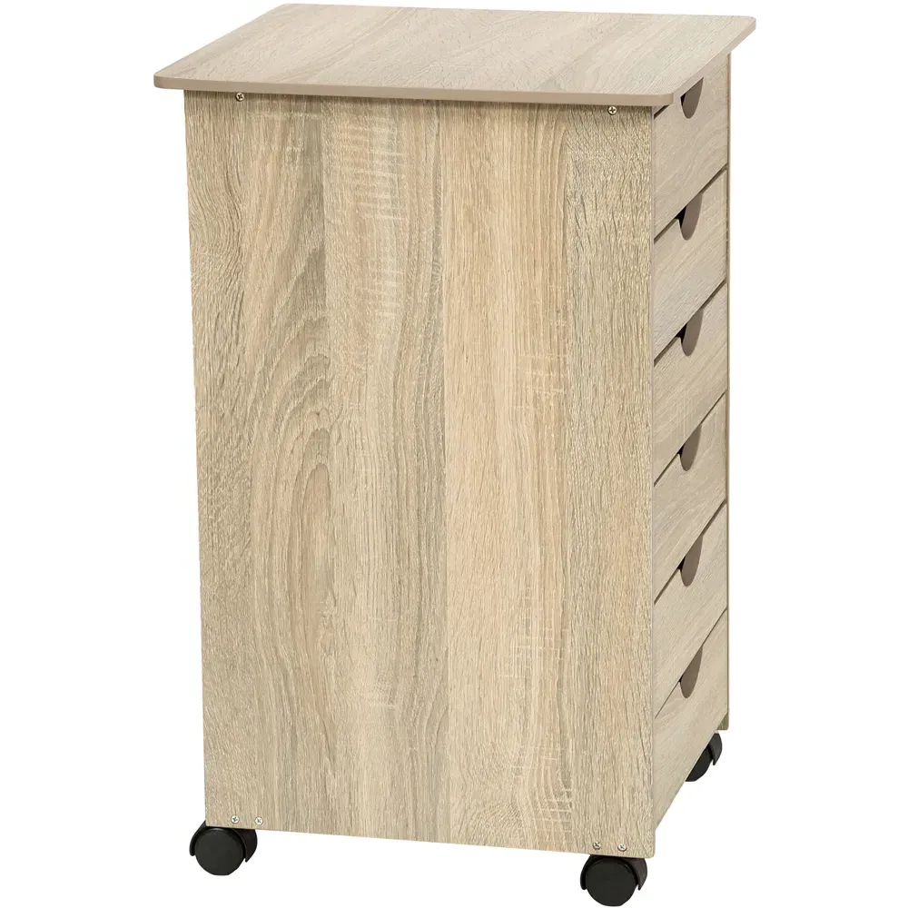 6 Drawer Chest with Wheels - Brown, Light Oak