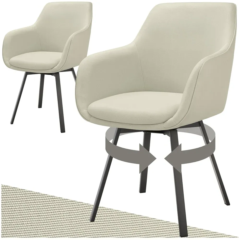 Alicon Set of 2 Swivel Dining Chairs - Greige