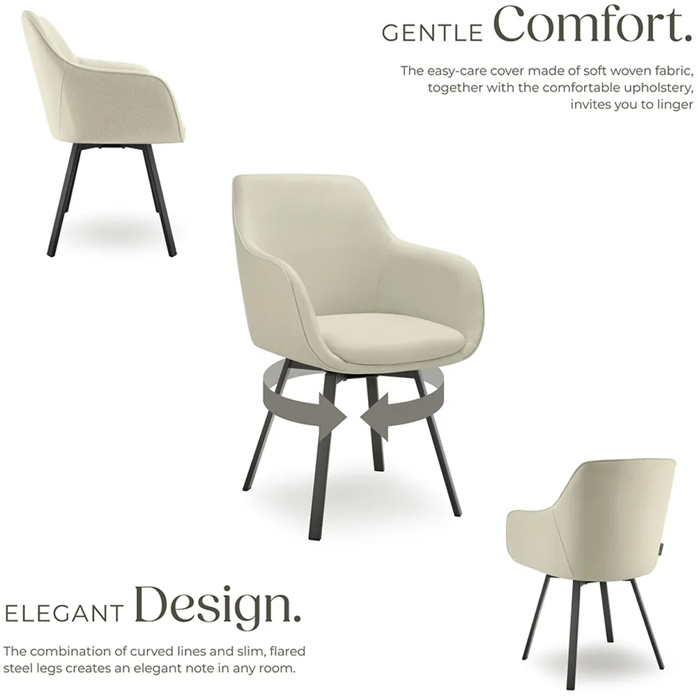 Alicon Set of 2 Swivel Dining Chairs - Greige