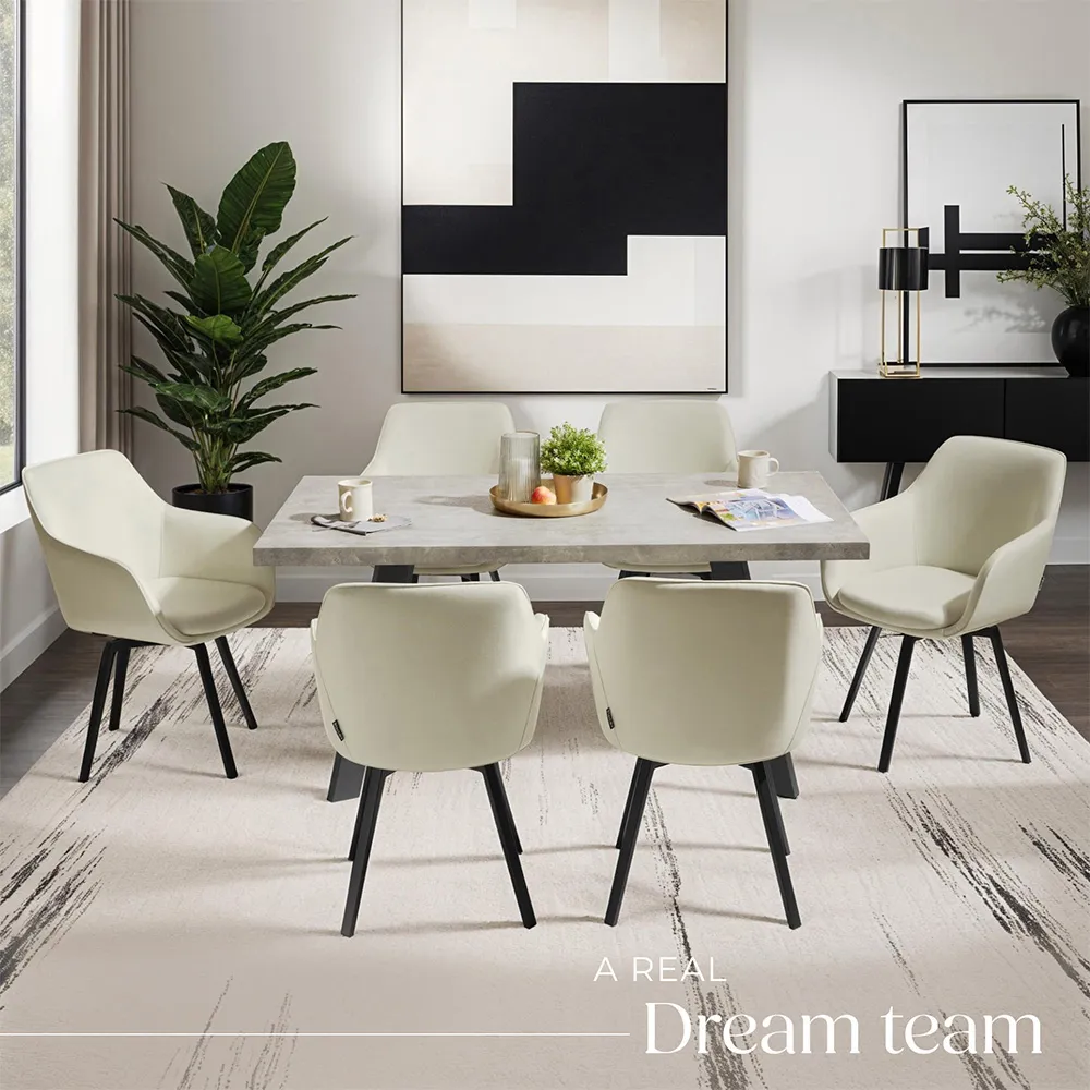 Alicon Set of 2 Swivel Dining Chairs - Greige