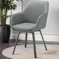 Alicon Set of 2 Swivel Dining Chairs - Grey, Fabric