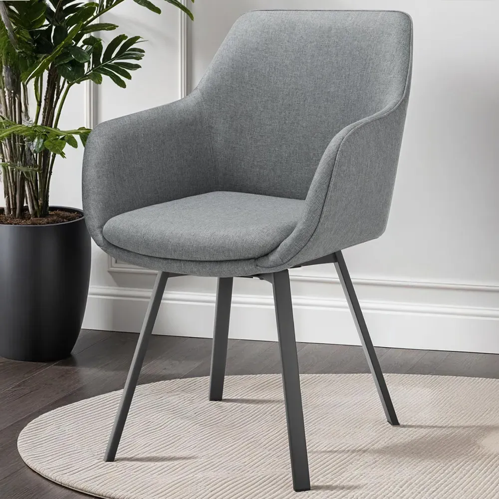 Alicon Set of 2 Swivel Dining Chairs - Grey, Fabric image