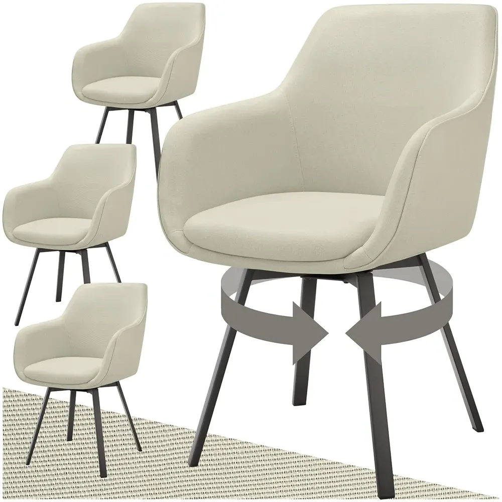 Alicon Set of 4 Swivel Dining Chairs - Greige, Velvet