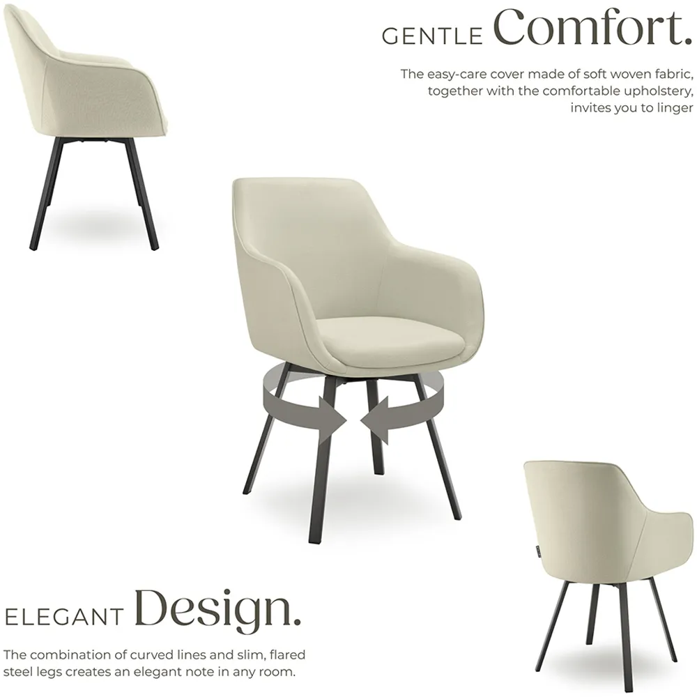 Alicon Set of 4 Swivel Dining Chairs - Greige, Velvet